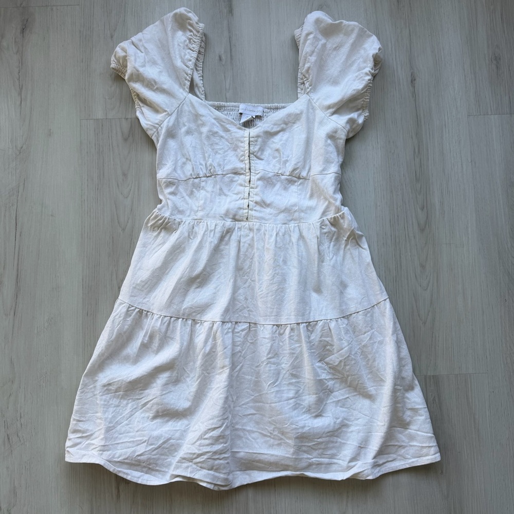 Women's Off White House of Harlow 1960 Mini Dress Cottagecore Linen Blend
